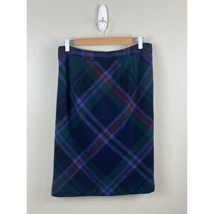 Eddie Bauer Women's Sz 10 Classic Wool Plaid Blend‎ Skirt Pencil Academia Preppy